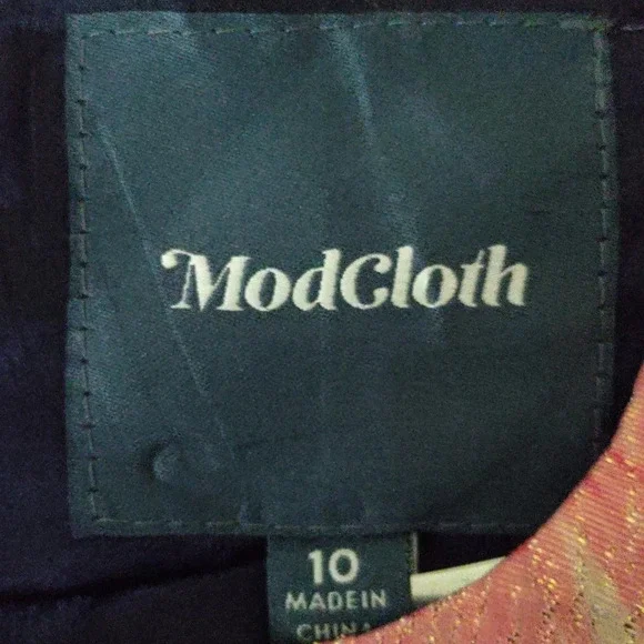 ModCloth Navy Pink Floral Fit Flare Dress Cap Sleeve Garden Party Brunch Dress - Picture 7 of 9